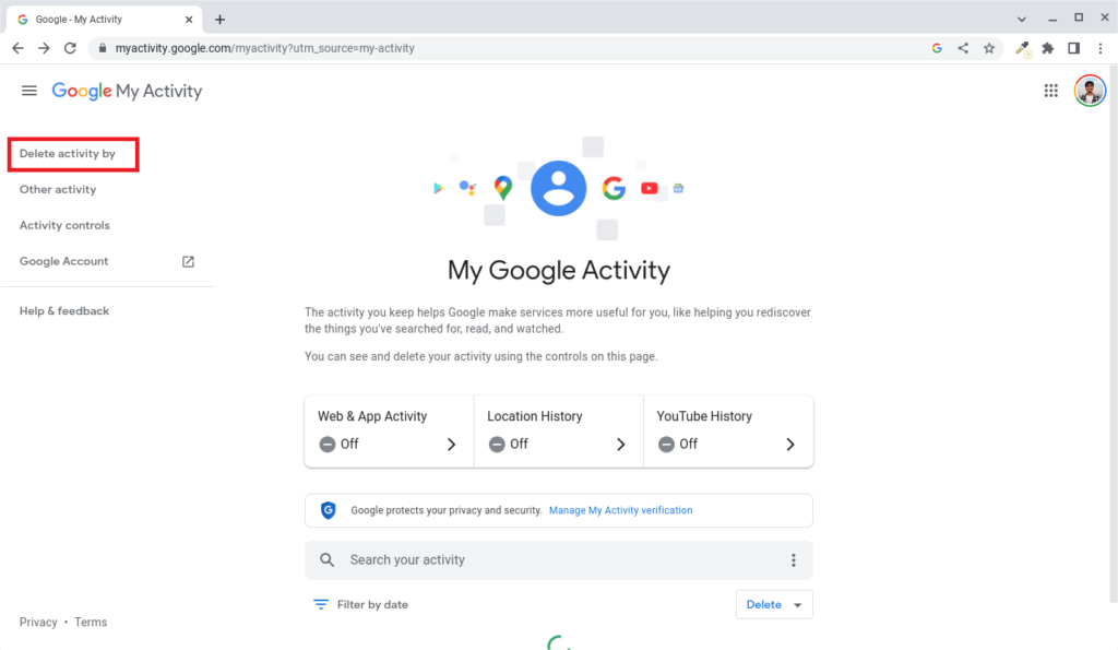 Deleting Google Web and App Activity 