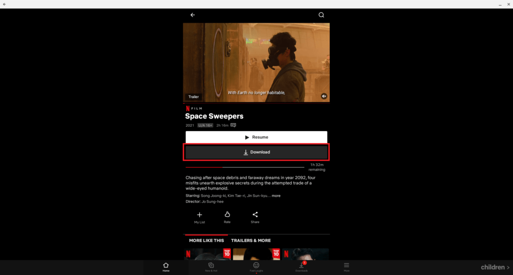 Download Button the on Netflix App