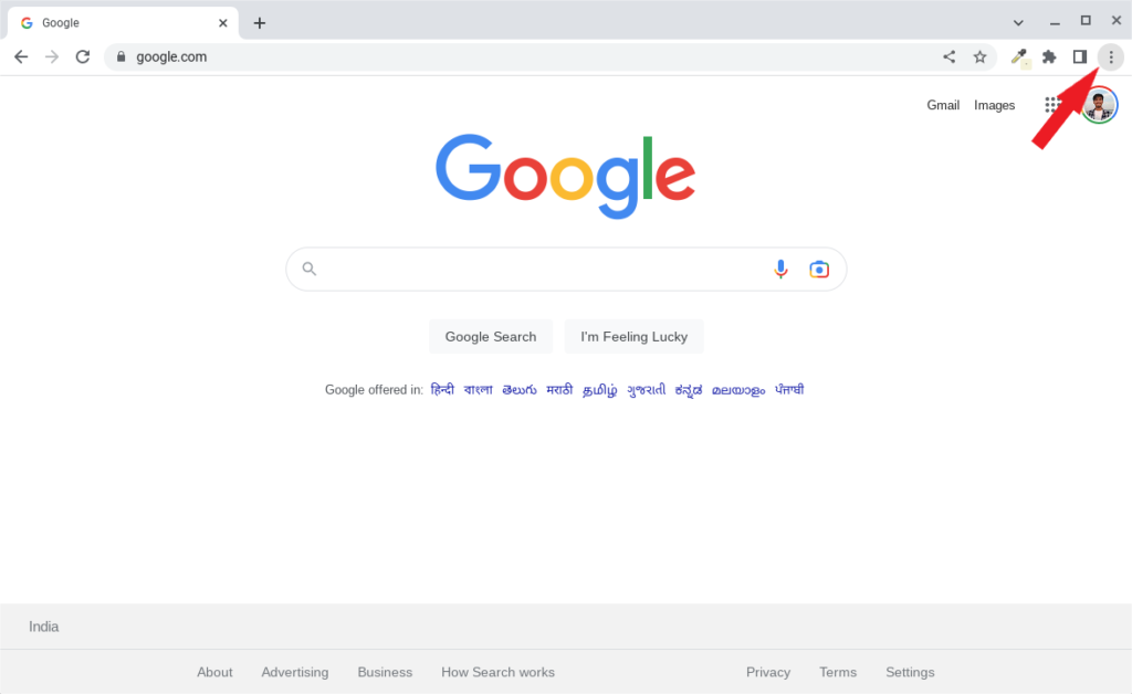 Accessing Google Chrome Settings