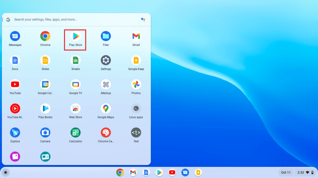 Accessing Google Play Store from the App Drawer on Chromebook