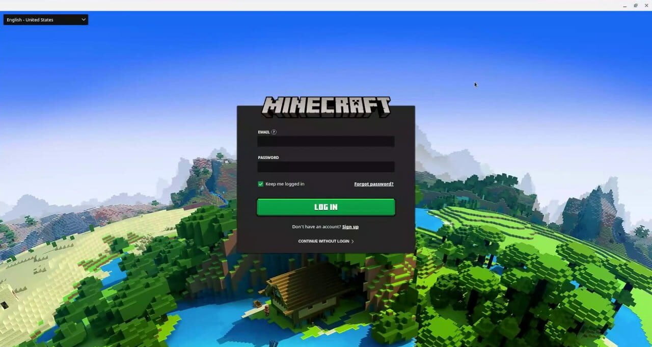 Minecraft Welcome Screen