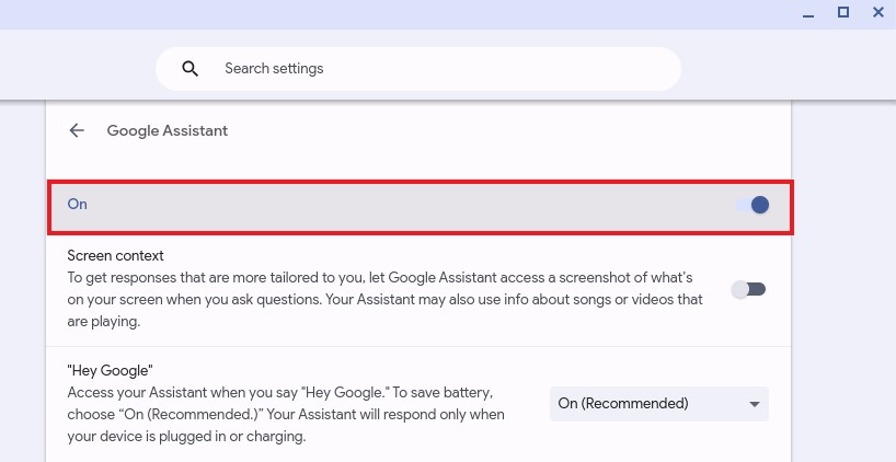 Turn on Google Assistant on Chromebook